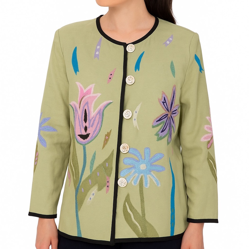 Embroidered Women's Indigo Moon Jacket & Blazer, Size XS